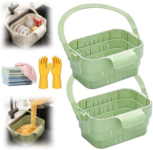 2Pack Multifunctional Hanging Sink Drain Basket for Kitchen, 2-in-1