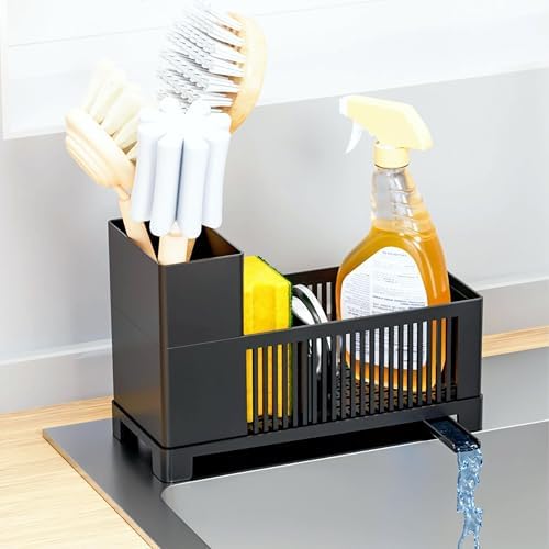 Rustproof Kitchen Sink Organizer Caddy, Black