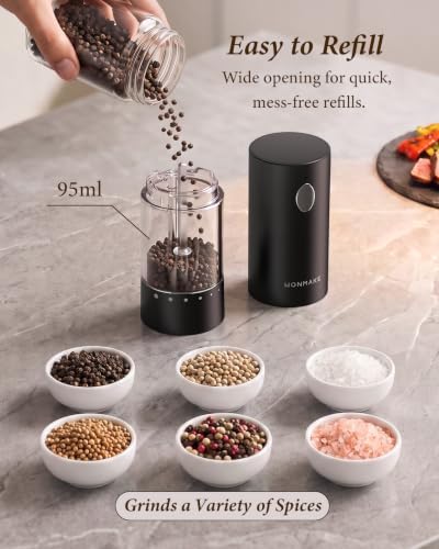 Electric Salt and Pepper Grinder Set, Rechargeable, Charging Base