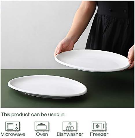 DOWAN 14" Serving Platters for Entertaining, Oval White Serving
