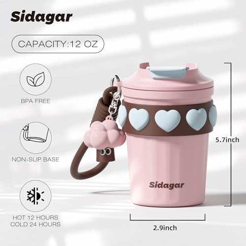 SDGA+ 12 oz Travel Coffee Mug Spill Proof Leak Proof, Stainless Steel