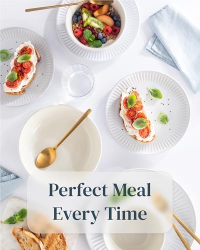 24 Piece Stoneware Dinnerware Set for 8, Handmade Plates and Bowls Set