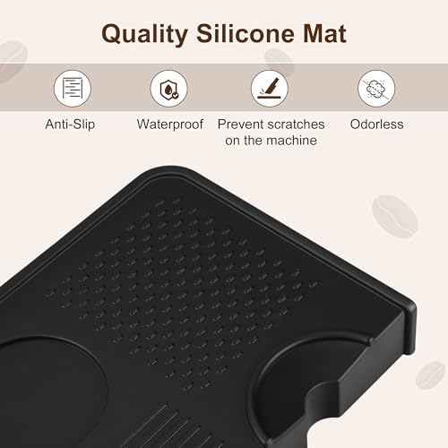 VOCOSTE Espresso Tamping Mat, Non-Slip, Protect Countertop, Black