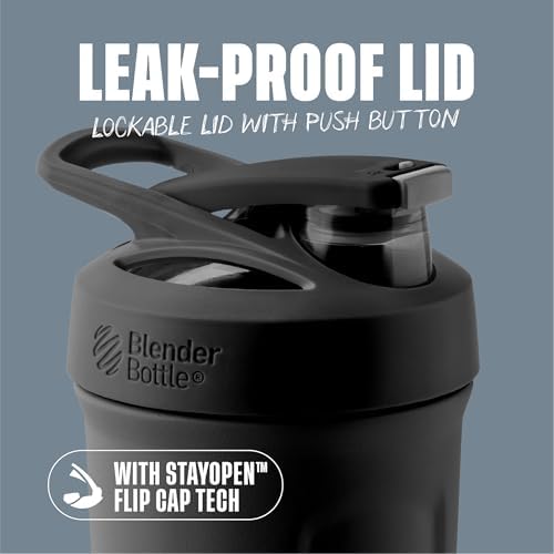 BlenderBottle Sport Flip Stainless Steel Shaker Bottle 24 oz Black