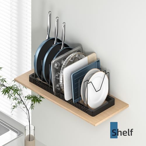PanPanPal Pots and Pans Organizer under Cabinet, Expandable Pot Lid
