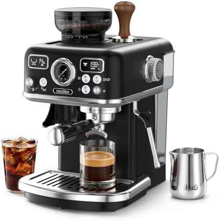 XIXUBX Espresso Machine with Grinder, Black