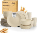 Dinnerware Sets 40 PCS Wheat Straw Plates and Bowls Sets With Cups