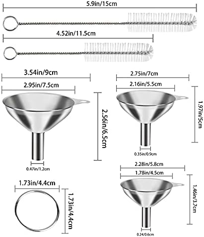 6 Pcs Stainless Steel Mini Funnels for Kitchen use. Large Tiny Small
