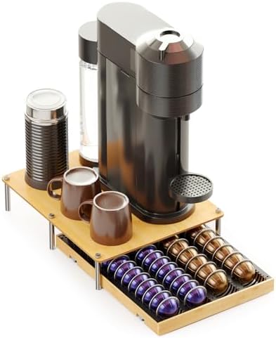 SpaceAid Bamboo Coffee Pod Holder for Nespresso Vertuo Capsules