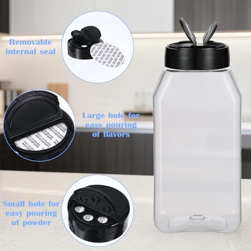 28 Pack 16 oz Plastic Spice Jars with Cap, Clear Empty Square Bottle