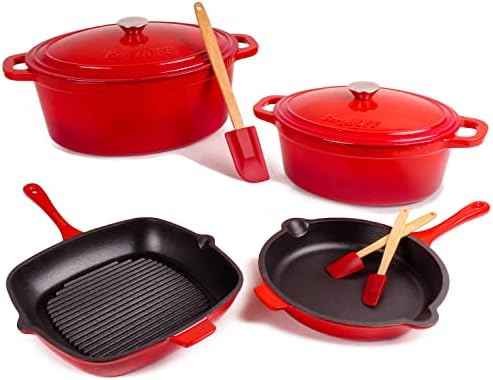 BergHOFF 9Pc Neo Cast Iron Cookware Set, Silicone Heat Spatulas
