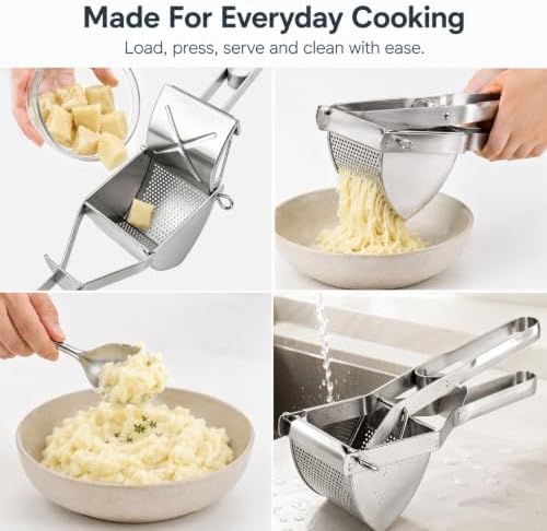 22 oz Potato Ricer & Masher, Heavy Duty Stainless Steel Potato Press