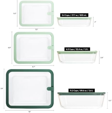 Glad Glass Food Storage Containers, Set of 3 - Airtight Vacuum Sealed