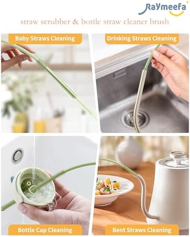 Straw Cleaner Brush-Silicone,2Pcs,Large & Small Head,Avocado Green