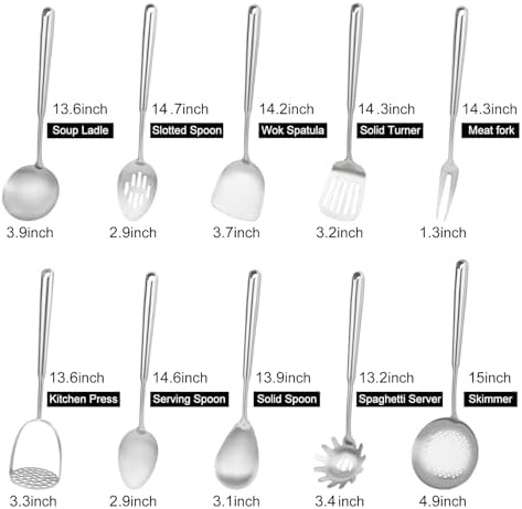 10-Piece 304 Stainless Steel Cooking Utensil Set