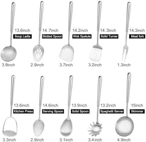 10-Piece 304 Stainless Steel Cooking Utensil Set