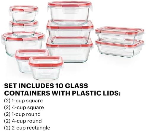 Pyrex Freshlock 10-Pack Mixed-Size Glass Food Storage Set
