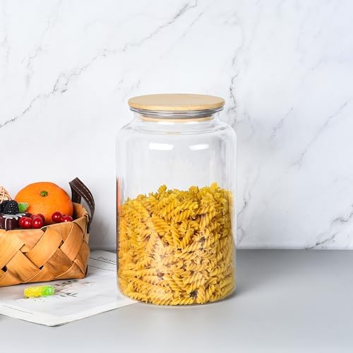 YUEJUM 100 FL oz Unbreakable Apothecary Jars with Airtight Bamboo
