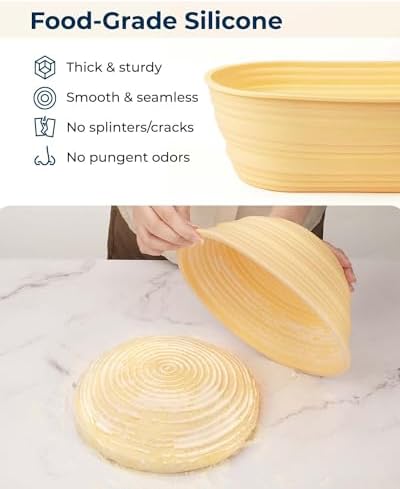 Silicone Banneton Proofing Basket Kit, Sourdough Baking Supplies