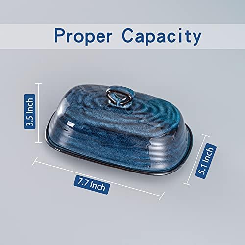 Hasense Butter Dish with Lid, Ceramic Butter Dish with Cover for