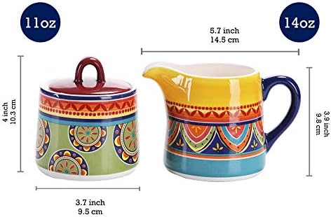 Bico Tunisian Ceramic Sugar and Creamer Set, Sugar Bowl with Lid, Cute