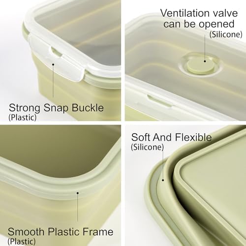 Collapsible Food Storage Containers with Airtight Lid & Air Vent