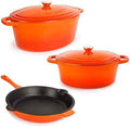 Berghoff Neo 5Pc Enameled Cast Iron Cookware Set, Orange Pots & Pans