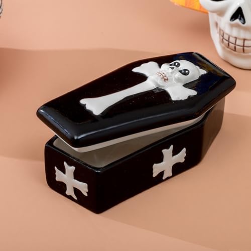 Halloween Butter Dish - Coffin Design, Ceramic, Perfect for Spooky