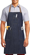 Heavy Duty Cotton Denim Chef Apron with Pockets for Men Women