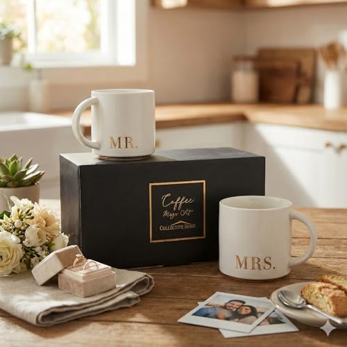 COLLECTIVE HOME Mr. & Mrs. Ceramic Coffee Mug Set, 15oz, 2-Piece