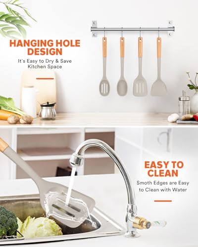 Badiano Silicone Cooking Utensils Set, Safe for Nonstick Cookwares