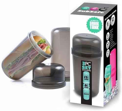 SubSafe 3-Piece Sub Sandwich Container, Charcoal Grey
