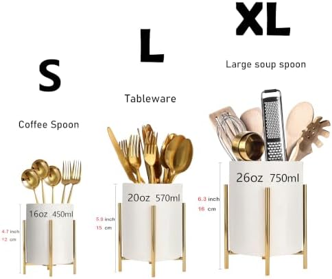 2 Set Silverware Caddy for Countertop,Sturdy Ceramic and Sturdy Metal