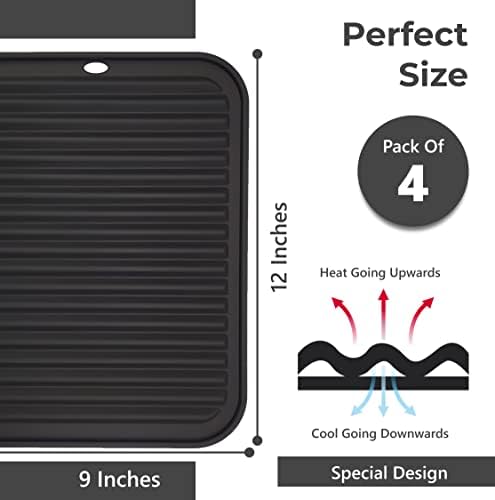 Silicone Trivets for Hot Dishes, Pots, Pans (4 Pack) - Heat-Resistant