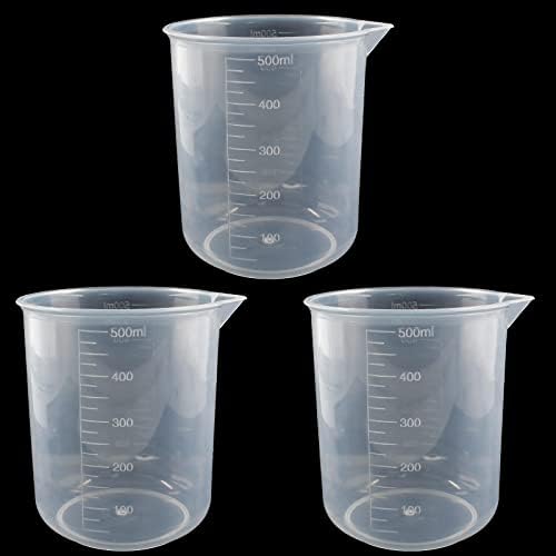 Waziaqoc 500ml/17.1oz Plastic Graduated Beaker, 3 Pack