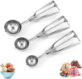 Cookie Scoop Set 3Pcs 18/8 Stainless Steel for Ice Cream & Dough Gift