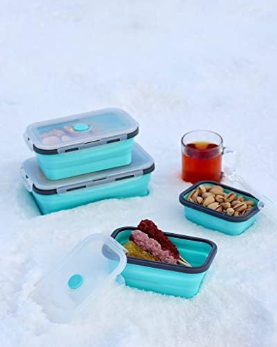 Set of 4 Collapsible Foldable Silicone Food Storage Container With BPA
