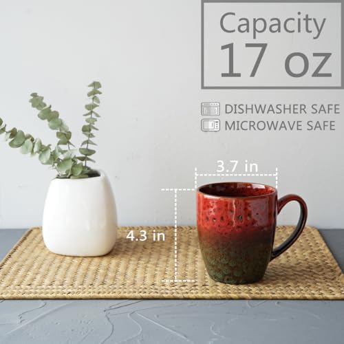 Bosmarlin Ceramic Coffee Mug Set of 4, 17 Oz, Coffee Cups with Big