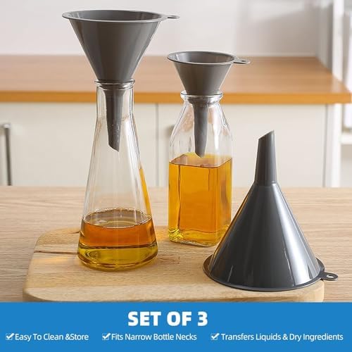 Plastic Kitchen Funnel Set of 3, Round Kitchen Funnels for Filling