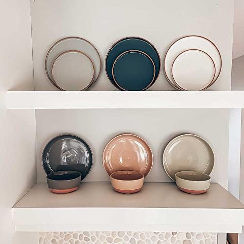 MORA Ceramic Flat Pasta Bowl Set of 4-35oz, Microwave Safe Plate with