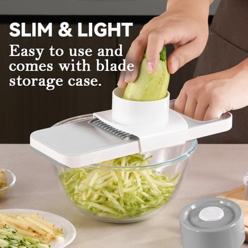 KEOUKE Multifunctional Mandoline Slicer, Stainless Steel, 6 Blades