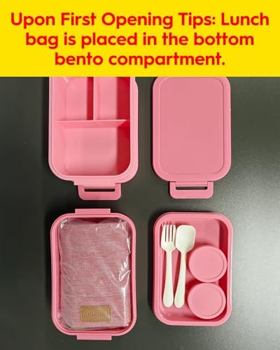 Adults Bento Lunch Box Set with Thermo Bag, 74oz Stackable Leak-proof