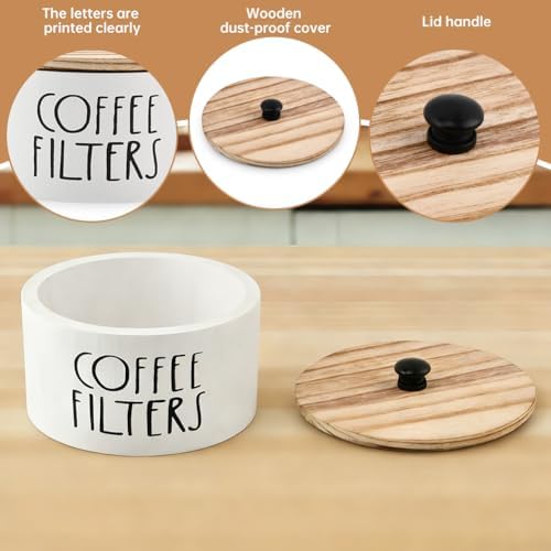 Wooden Coffee Filter Holder With Lid, Coffee Filter Storage Container