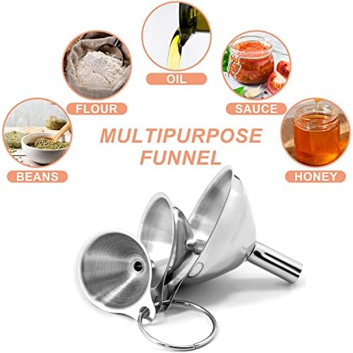 Anaeat Stainless Steel Mini Kitchen Funnel Set, 3 Pack Durable Metal