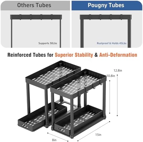 2 Pack Pull-Out Under Sink Organizers, Black