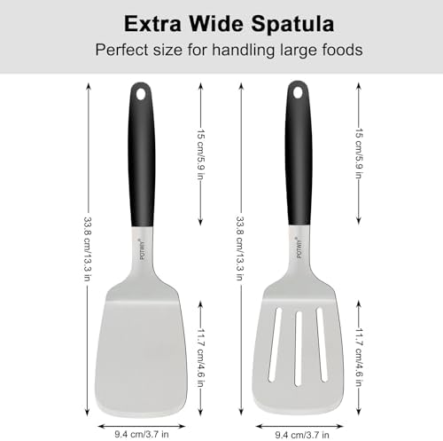 Stainless Steel Wide Spatula Set, Heavy Duty Large Metal Spatulas for