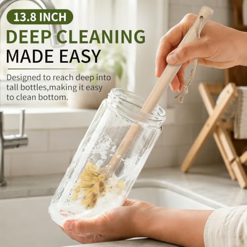 2-in-1 Wood Bottle Brush & Stainless Steel Straw Cleaning Brush