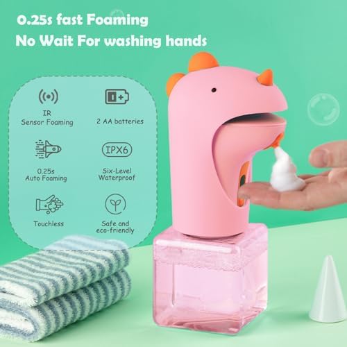 Seawah Automatic Foam Soap Dispenser - IPX6 Waterproof Cute Dinosaur
