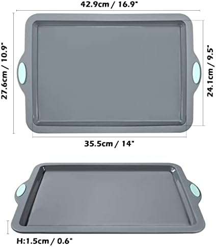 Webake 2Pcs Silicone Sheet Cake Pan with Metal Frame, 14 Inch Silicone