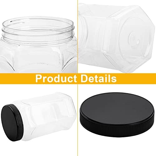 Okllen 4 Pack 70 FL Oz Half Gallon Plastic Jars with Lids, Empty